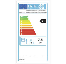 Eticheta energetică UE pentru sobe Blist cu clasa de eficiență energetică A și o putere de 7,5 kilowați.