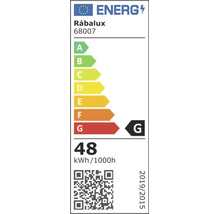 Etichetă energetică UE pentru corp de iluminat Rabalux 68007 clasa G cu un consum de 48 kilowatt-oră la 1000 ore