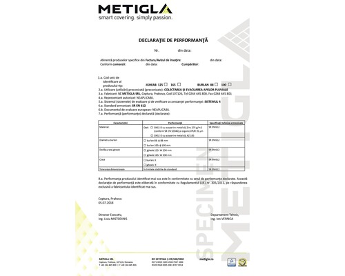 Declarație de performanță