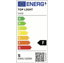 Etichetă energetică Top Light Lucy, clasa de eficiență energetică F, consum de energie 5 kilowați-oră la 1000 de ore