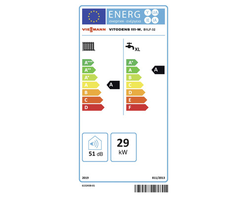 Etichetă energetică pentru Viessmann Vitodens 111-W, B1LF-32