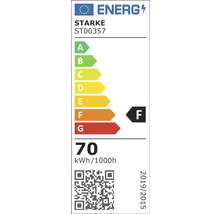 Etichetă energetică a mărcii STARKE, clasa de eficiență energetică F, consum de energie 70 kWh la 1000 de ore
