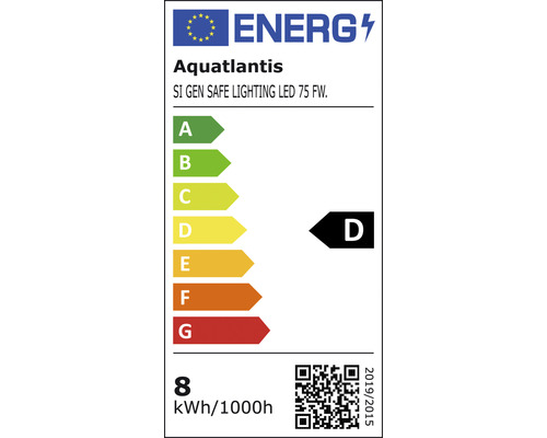 Etichetă energetică Aquatlantis SI GEN SAFE LIGHTING LED 75 FW, clasa de eficiență energetică D