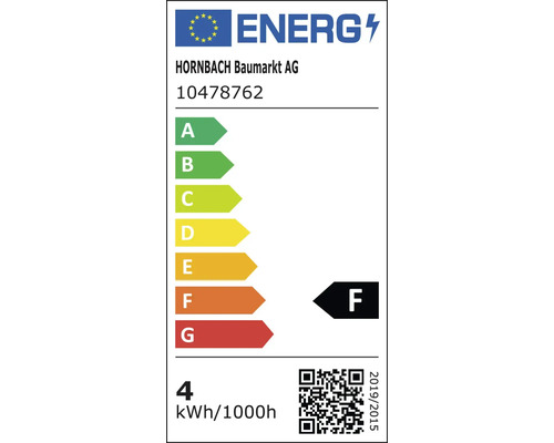 Etichetă energetică cu clasa de eficiență energetică F