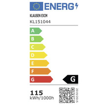Etichetă energetică marca Klausen Exim, clasa de eficiență energetică G