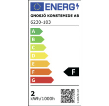 Eticheta energetică a companiei Gnosjö Konstsmide AB cu clasa de eficiență energetică F