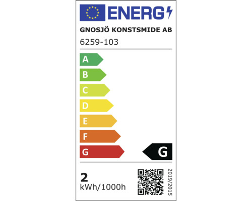Etichetă energetică cu clasa de eficiență energetică G
