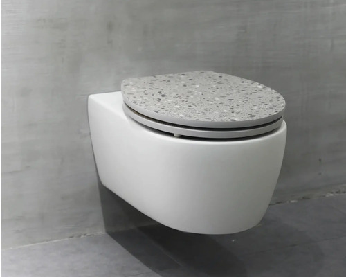 WC suspendat cu capac WC cu design terrazzo