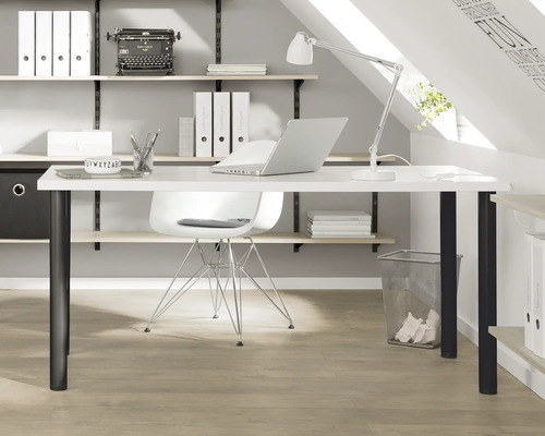 Birou cu masă de scris, scaun și sistem de rafturi