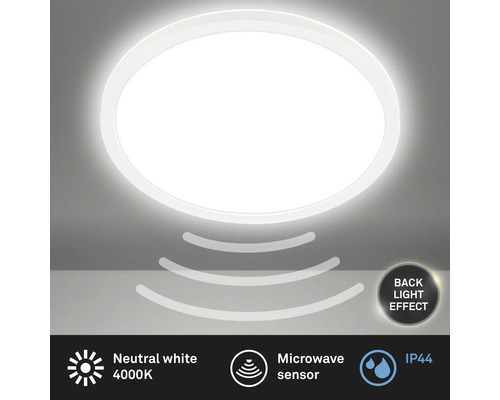 Plafonieră LED rotundă cu senzor de microunde și iluminare de fundal