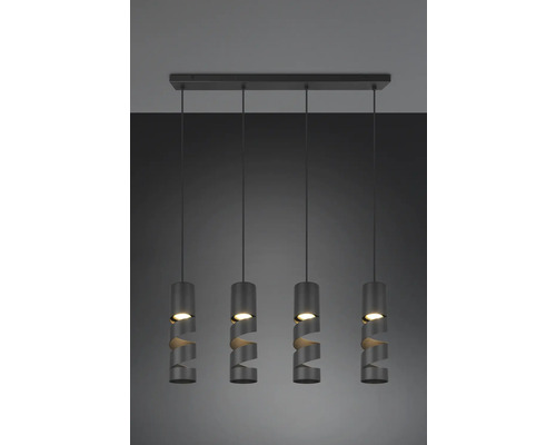 Lumină suspendată cu patru abajururi spiralate