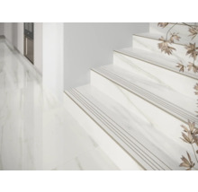 Treaptă gresie rectificată MIRAVA LUCCA Bianco gri lucios 29,5x120 cm
