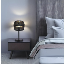 Veioză cu picior Freya E27 max. 1x15W, textil/negru