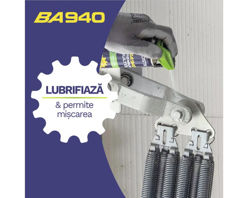Imagine cu lubrifiant BA940 utilizat pe arcurile ușii de garaj.