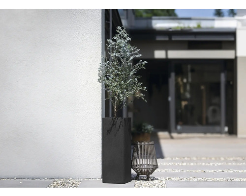 Grădină decorativă cu jardinieră și felinar