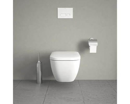 WC suspendat cu panou de operare, suport de hârtie igienică și perie WC