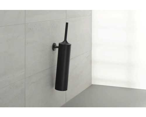 Set perie WC neagră pentru montaj pe perete