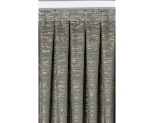 Perdea cu bandă de prindere cu pliuri și model orizontal