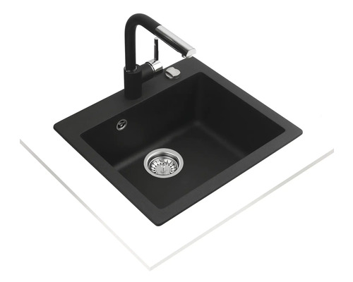 Chiuvetă de bucătărie neagră cu robinet