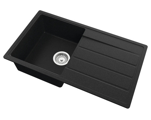 Chiuvetă de bucătărie neagră din granit cu picurător