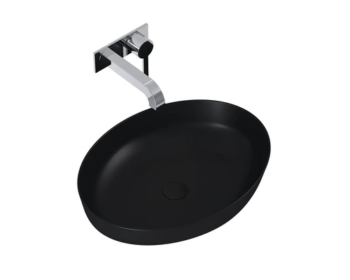 Lavoar negru așezat cu baterie de perete