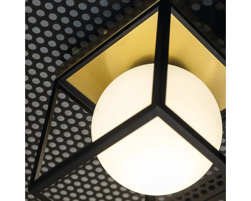 Lumină de plafon cu sferă și cadru metalic