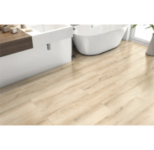 Baie cu podea de lemn maro deschis