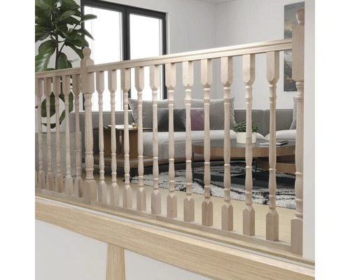 Interiorul unei zone de locuit cu balustradă din lemn