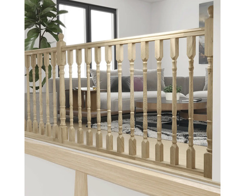 Balustradă de lemn pentru scări în zona de living