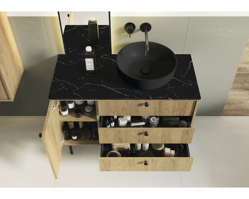 Baie cu dulap de bază pentru lavoar, sertare, ușă, lavoar și baterie