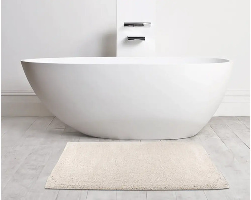 Cadă de baie independentă cu covor de baie în baie.