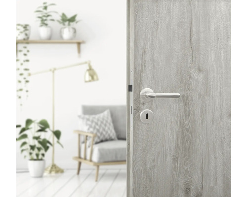 Ușă interioară decorativă cu mâner într-o cameră luminoasă