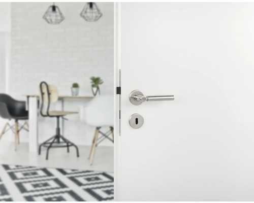 Ușă albă cu mâner și gaură de cheie