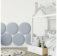 Panou decorativ tapițat Riviera rotund gri-albastru Ø 60 cm, aspect de catifea