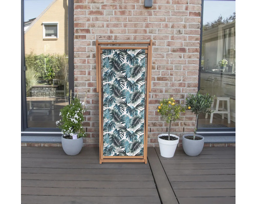 Paravan din lemn cu țesătură cu model de frunze pentru exterior