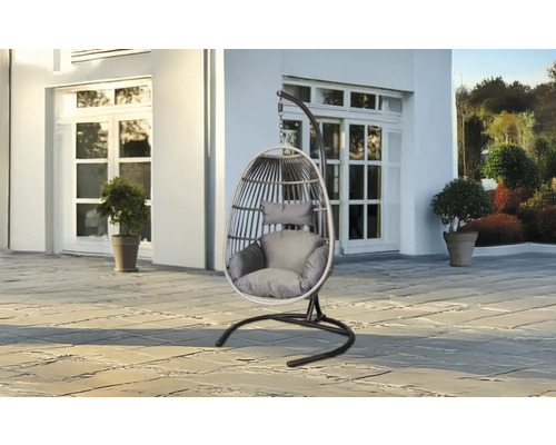 Scaun suspendat din ratan cu cadru de oțel pentru exterior