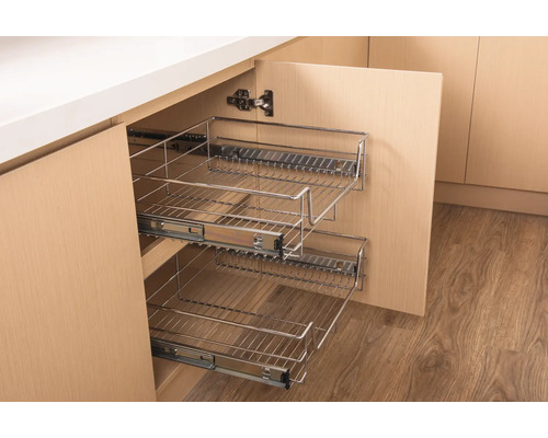 Dulap de bucătărie cu două coșuri metalice extractibile pentru depozitare