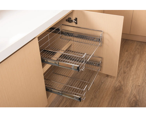 Dulap extractibil cu două coșuri de sârmă pentru depozitare în bucătărie