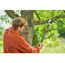 Bărbat taie crengi de copac cu un clește cu pârghie de la Gardena.