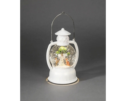 Lanternă cu glob de zăpadă, înger, copac și căprioare