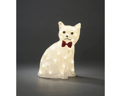 Figurină decorativă de pisică cu iluminare și papion