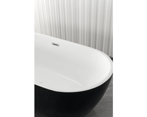 Cadă de baie independentă cu exterior negru și interior alb