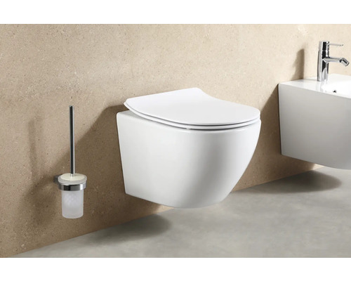 Toaletă suspendată cu perie WC și lavoar