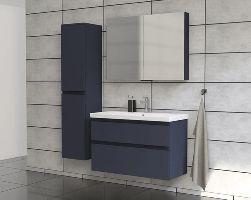 Baie cu dulap de bază pentru lavoar, dulap cu oglindă și dulap înalt