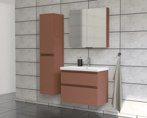 Set modern de baie cu dulap de bază pentru lavoar, dulap cu oglindă și dulap înalt