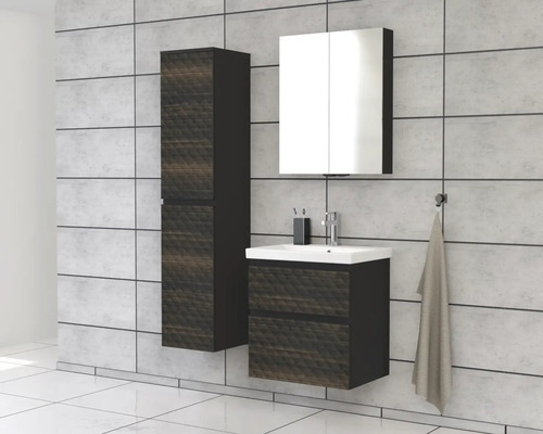 Baie cu dulap de bază pentru lavoar, dulap cu oglindă și dulap înalt