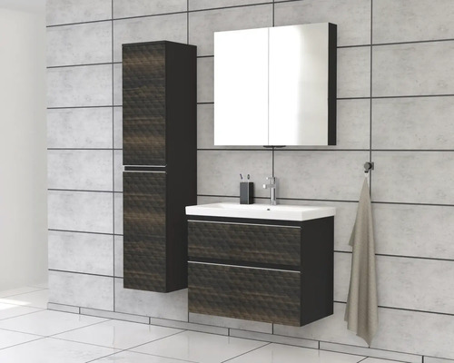 Set de baie cu dulap sub lavoar, dulap cu oglindă și dulap înalt