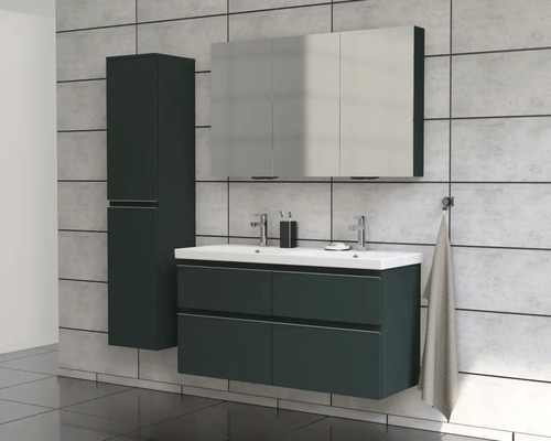 Baie cu dulap de bază pentru lavoar, dulap cu oglindă și dulap înalt