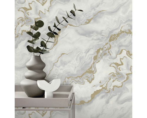 Imagine decorativă de perete cu model de marmură și ornament de frunze