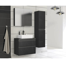 Dulap bază lavoar Jungborn TRENTA, PAL, mâner argintiu, 80 cm, negru mat